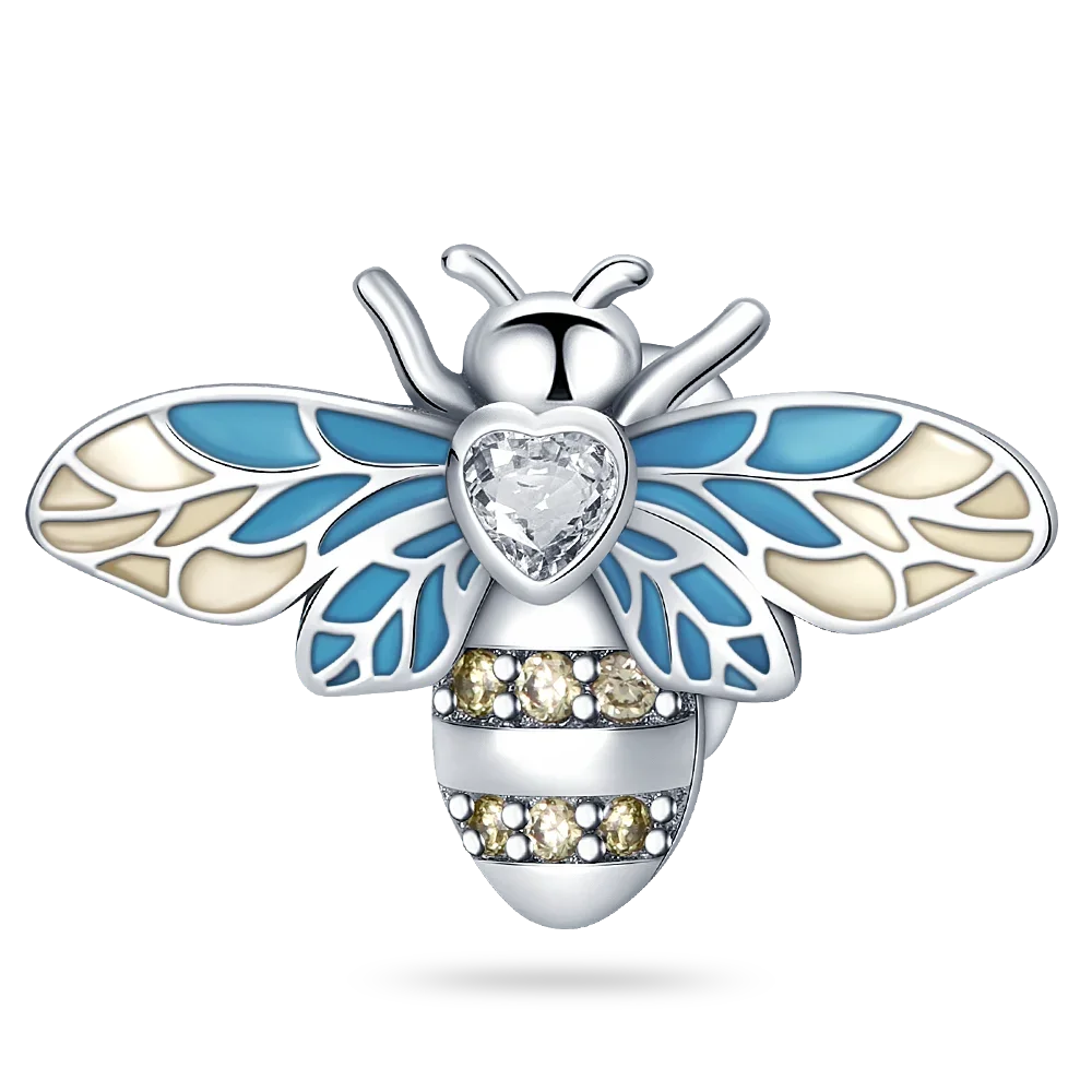 925 Sterling Silver Blue Series Charm | Dragonfly, Butterfly, Bird & Pansy Flower Pendant for 4MM Bracelet