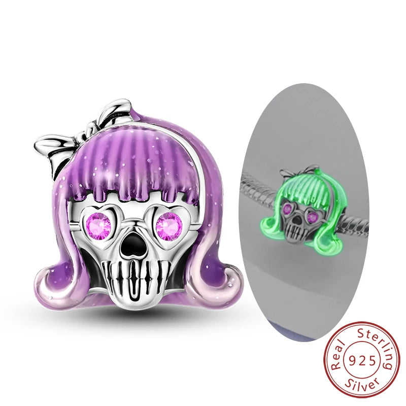 Halloween 925 Sterling Silver Charm Bead – Pumpkin, Witch, Skeleton, Mummy & Candy Pendant for DIY Original Bracele