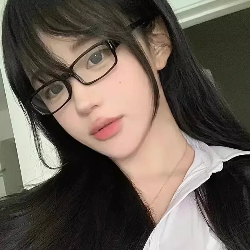 Japanese Korean Small Square Frame Glasses for Women – Retro Harajuku Clear Reading & Blue Light Blocking Eyewear