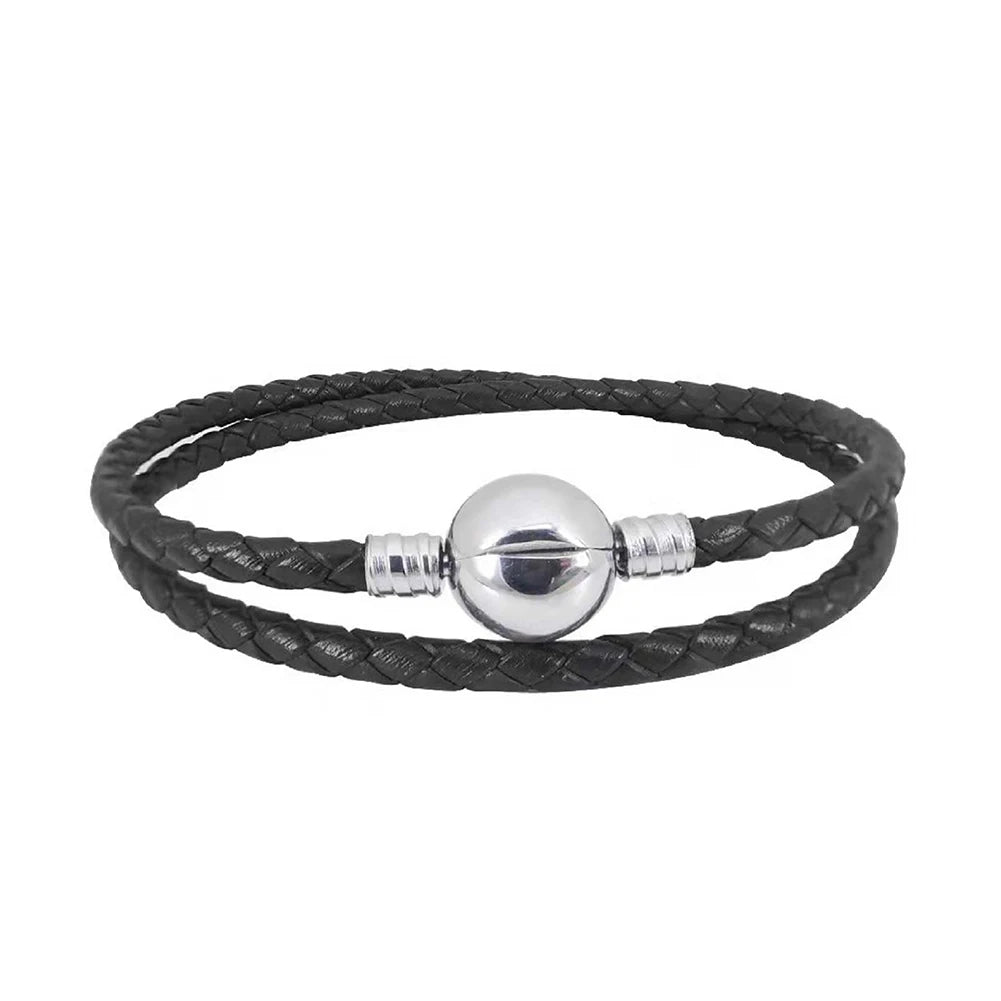 Pandora Style Woven Leather Bracelet 🧵 | DIY Silver Charm Bracelet 38cm