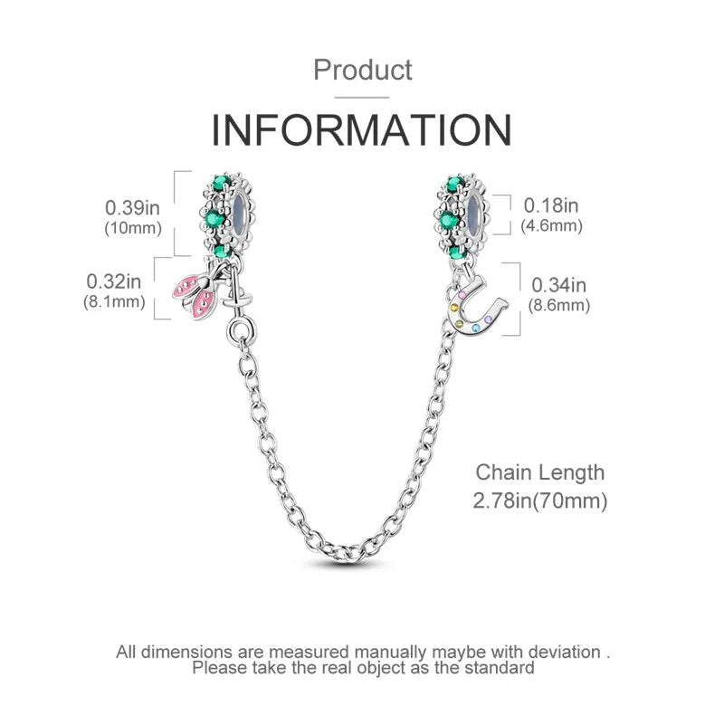 925 Sterling Silver Star Moon Safety Chain Charm | Pandora Fit Jewelry