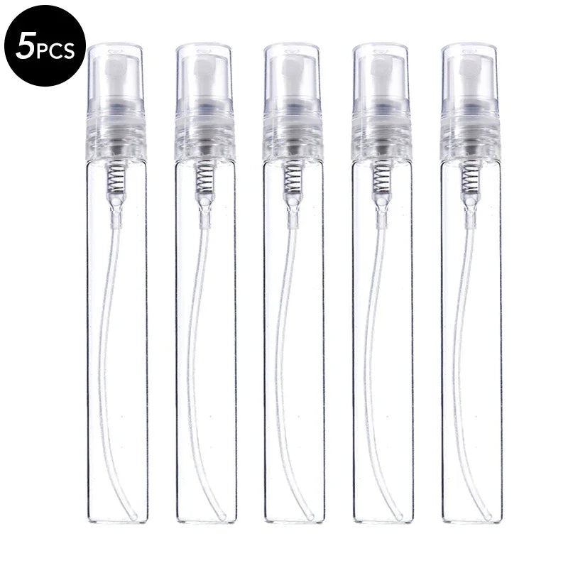 5/10PCS Mini Glass Perfume Bottles – 3ML / 5ML / 10ML Travel Toner & Cosmetic Dispenser | Tea-Colored Graduated Bottles