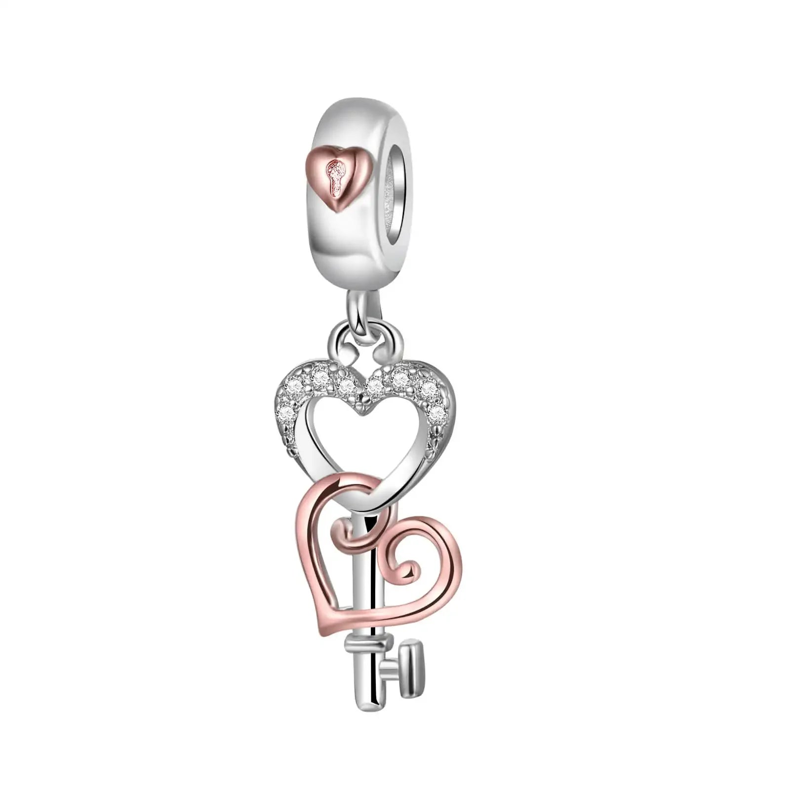 925 Sterling Silver Golden Heart Lock & Birthday Candle Charm | Fit Original Pandora Bracelet DIY Jewelry