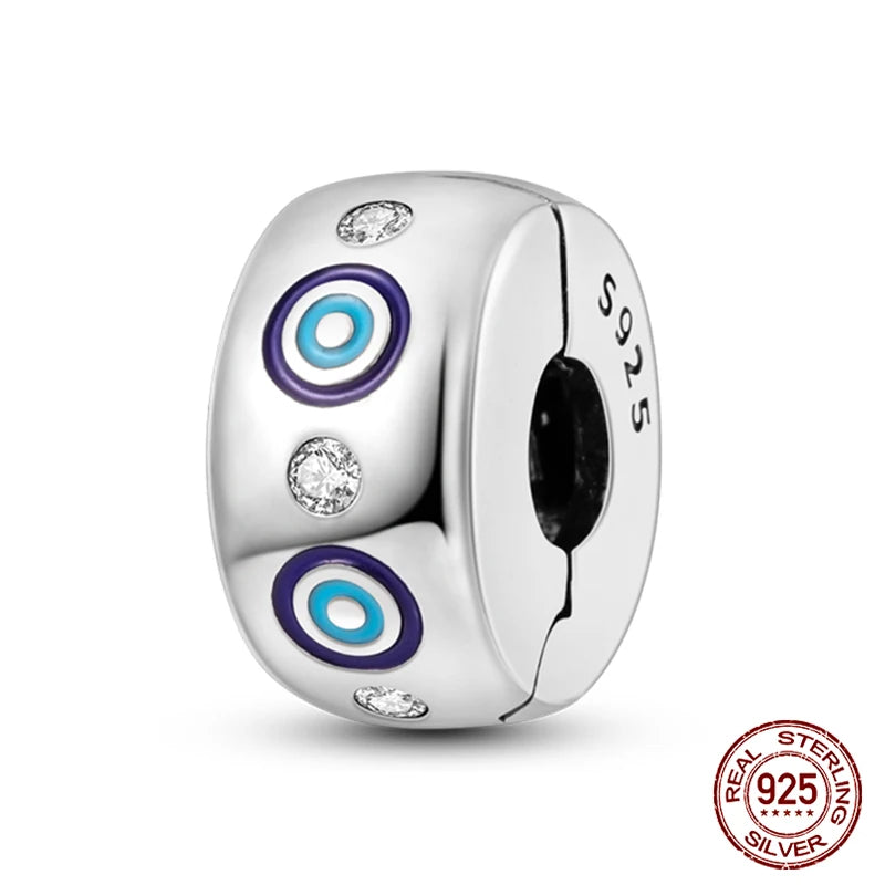 925 Sterling Silver Luminous Butterfly Star Moon Charm Bead | Round Clasp Bead for 3mm DIY Bracelet Jewelry Gift