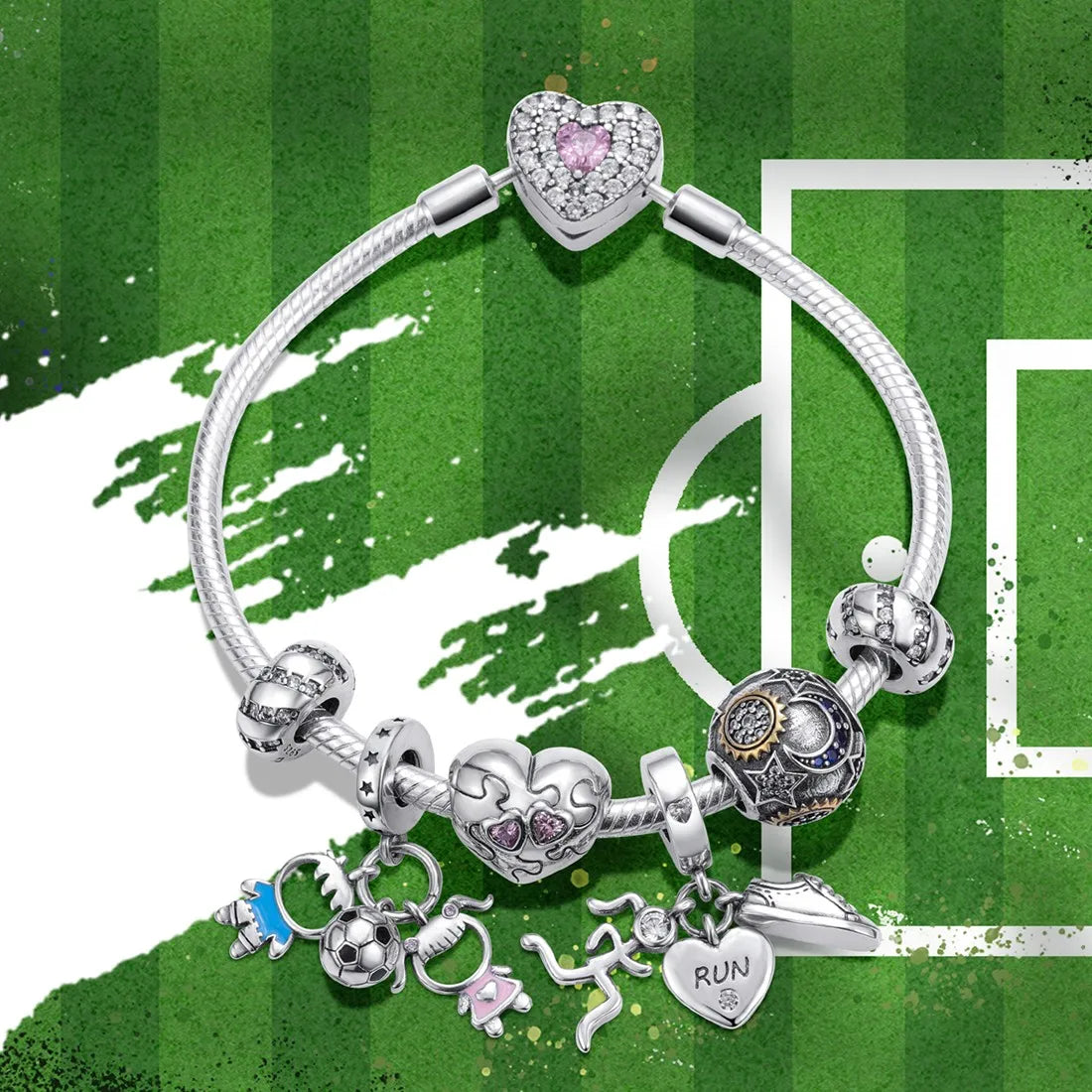 925 Sterling Silver Love Football Cup Charm Beads – Sport, Beer & Travel Pendants Fit Original Pandora Bracelet & Necklace