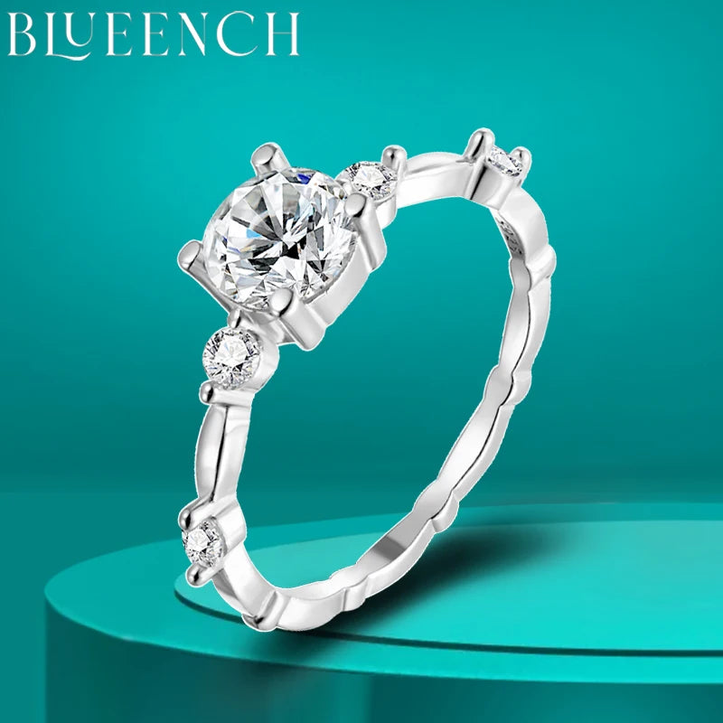 BLUEENCH D Color VVS1 Moissanite Engagement Ring – 925 Sterling Silver Wedding Band for Women with Certificate