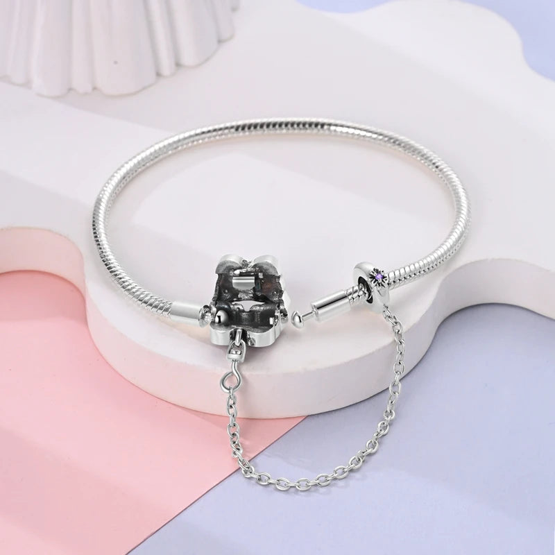 925 Sterling Silver Rainbow Leather Braided Bracelet | Eternal Love Stars & Moon Charm – DIY Women’s Beaded Jewelry Gift