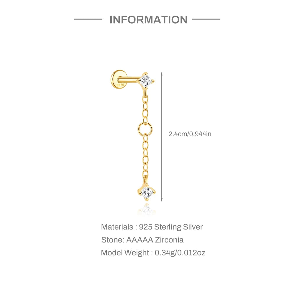 CANNER 925 Sterling Silver Horse Eye Tassel Zircon Drop Earrings – Minimalist Geometric Jewelry for Women