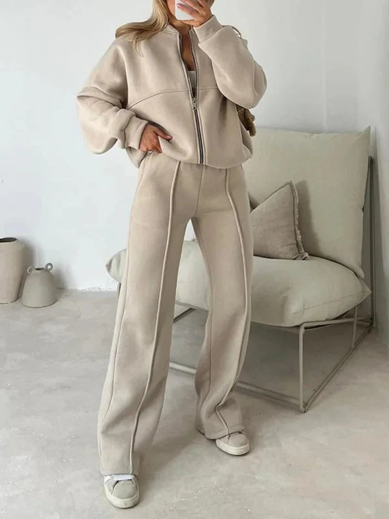 Women’s Autumn Sports Suit 🍂 2 Piece Zipper Sweatshirt & High Waist Pants ✨