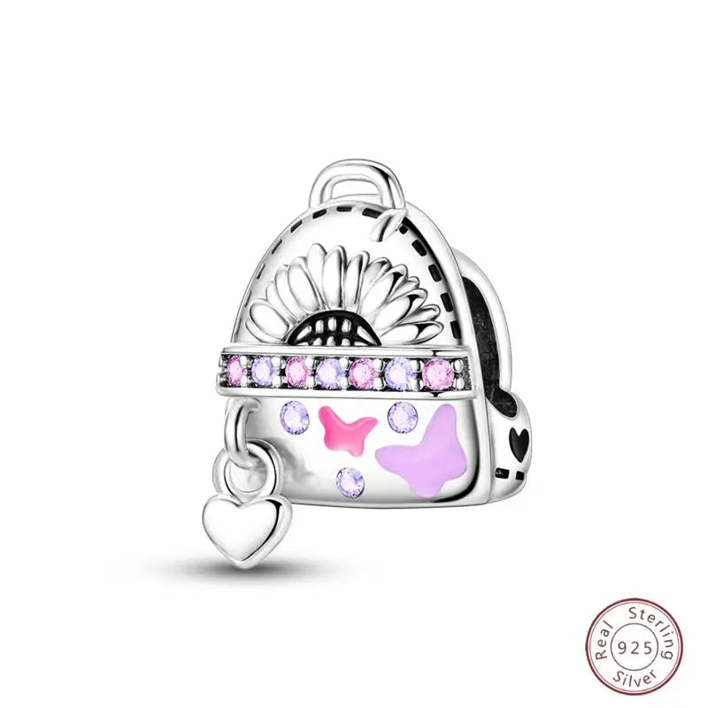 925 Sterling Silver Beaded Flat Pendant | Fantasy Original 3mm Beads for Women’s Bracelet Fine Jewelry