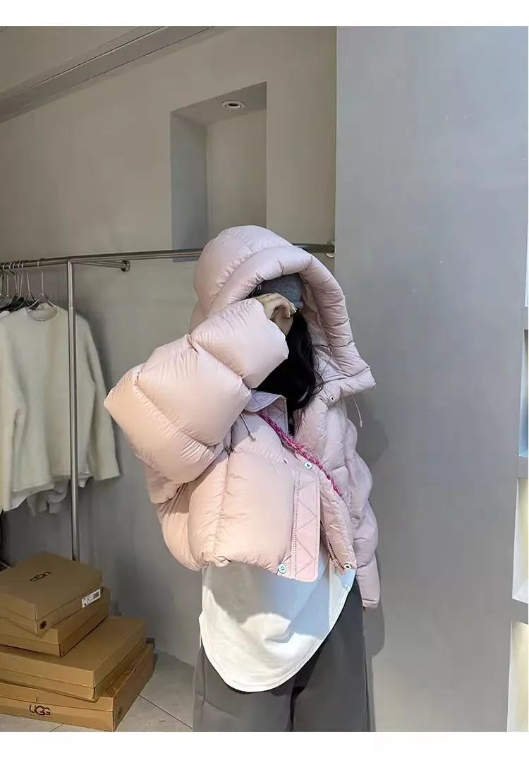 Trendy American Style Women’s Cotton Jacket Coat with Hood – Winter Small Size Bread Style Outerwear