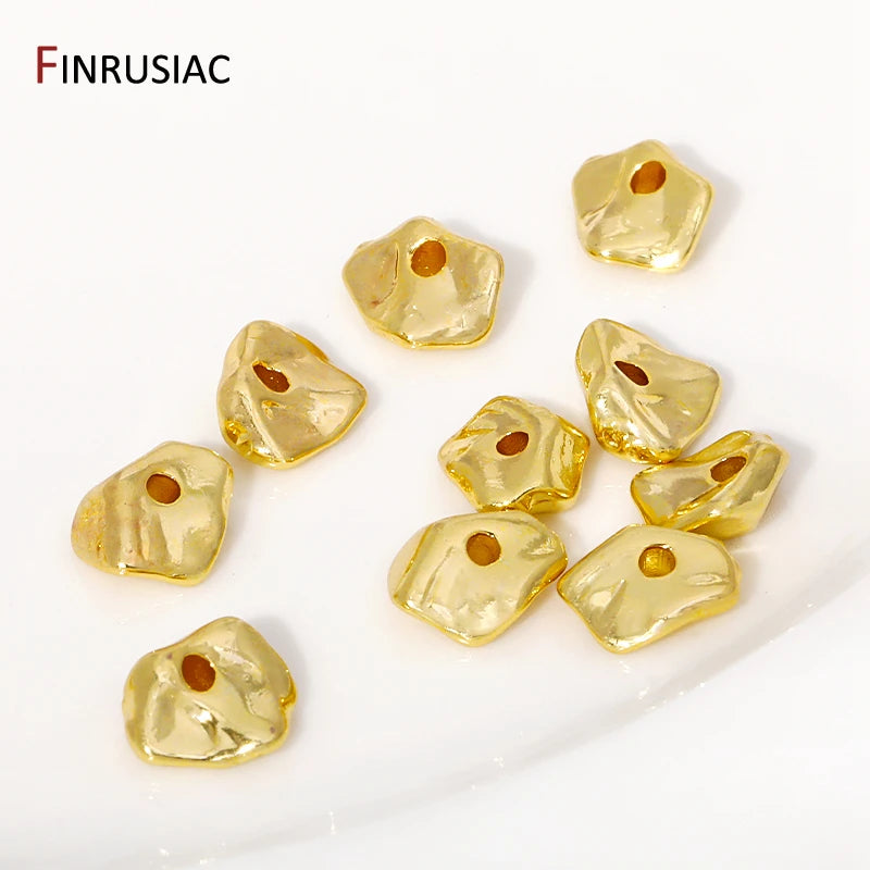 18K Gold Plated Brass Irregular Spacer Beads – 10/20Pcs Loose Bead Separators for DIY Bracelet & Jewelry Making
