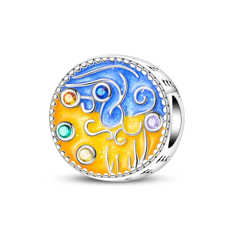 Original 925 Sterling Silver Luminous Lantern & Magic Cat Charm Bead | Glowing Angel Jungle Pendant for Bracelet Jewelry