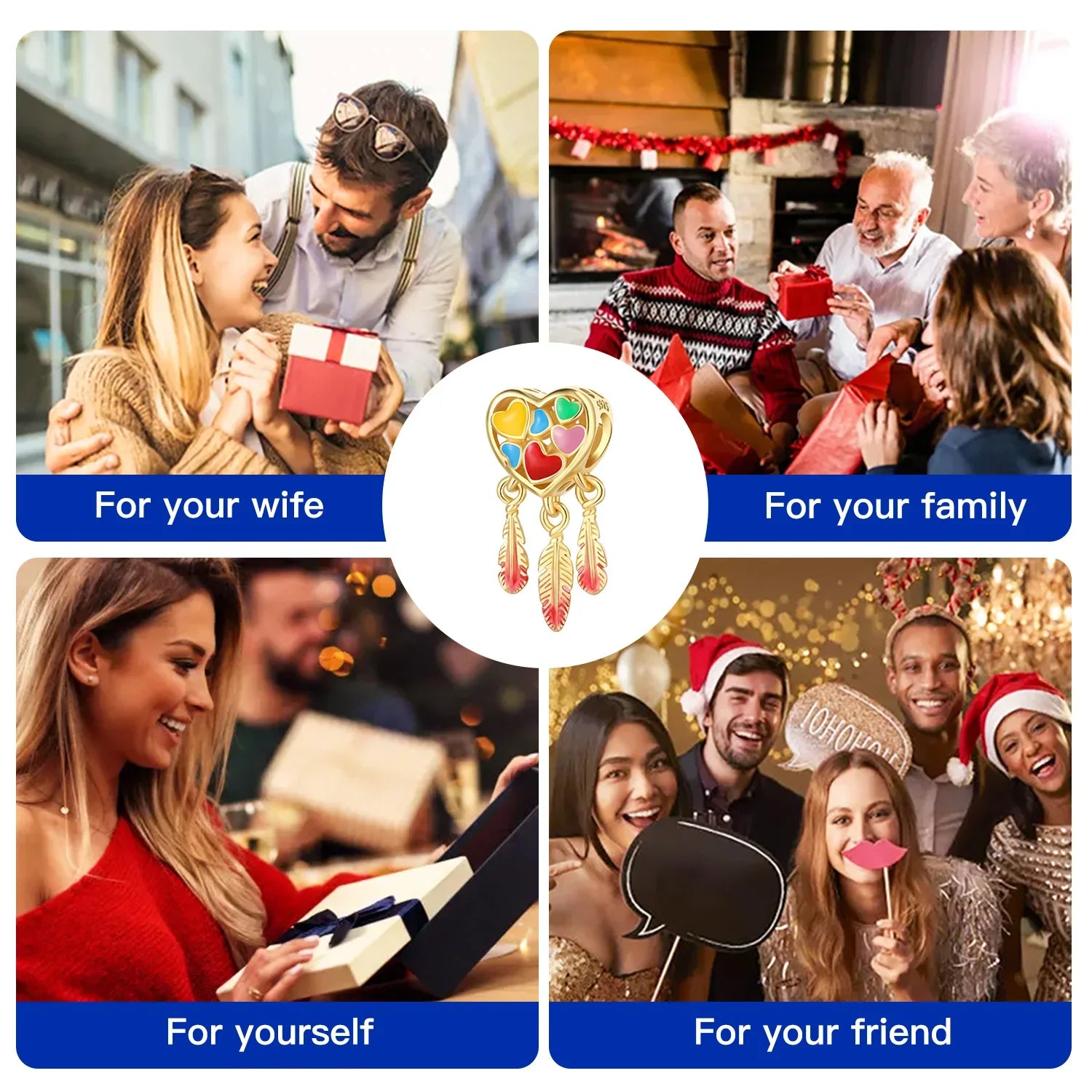 925 Sterling Silver Colorful Zircon Heart Dreamcatcher Charm – Feather Beads Fit Original Pandora Bracelet DIY Jewelry Gift for Women