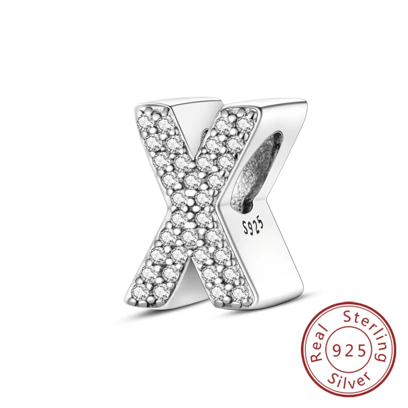 925 Sterling Silver A–Z Alphabet Letter Charms | 26 Letters Beads Fit Original Bracelet DIY Jewelry Making Gift