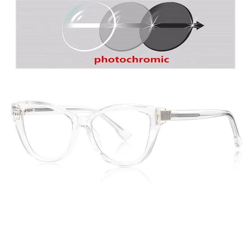 Fashion Women Myopia Glasses – Big Frame TR90 Anti-Blue Light Luxury Cat Eye | Custom Prescription Eyewear 0 to -6.0