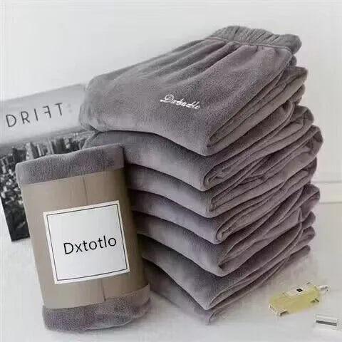 Thickened Coral Fleece Sweatwear Set 🧥 Unisex Warm Home Clothes ❄️ Sports Outfit Long Sleeve Round Neck Pajamas 👕