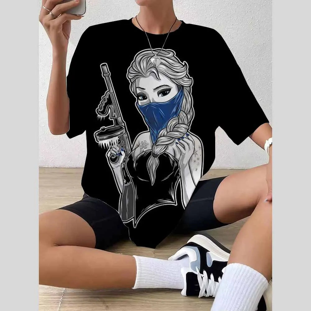 Y2K Disney Princess Graphic T-Shirt | Cute Harajuku Hip Hop 90s Style Women’s Streetwear Tee