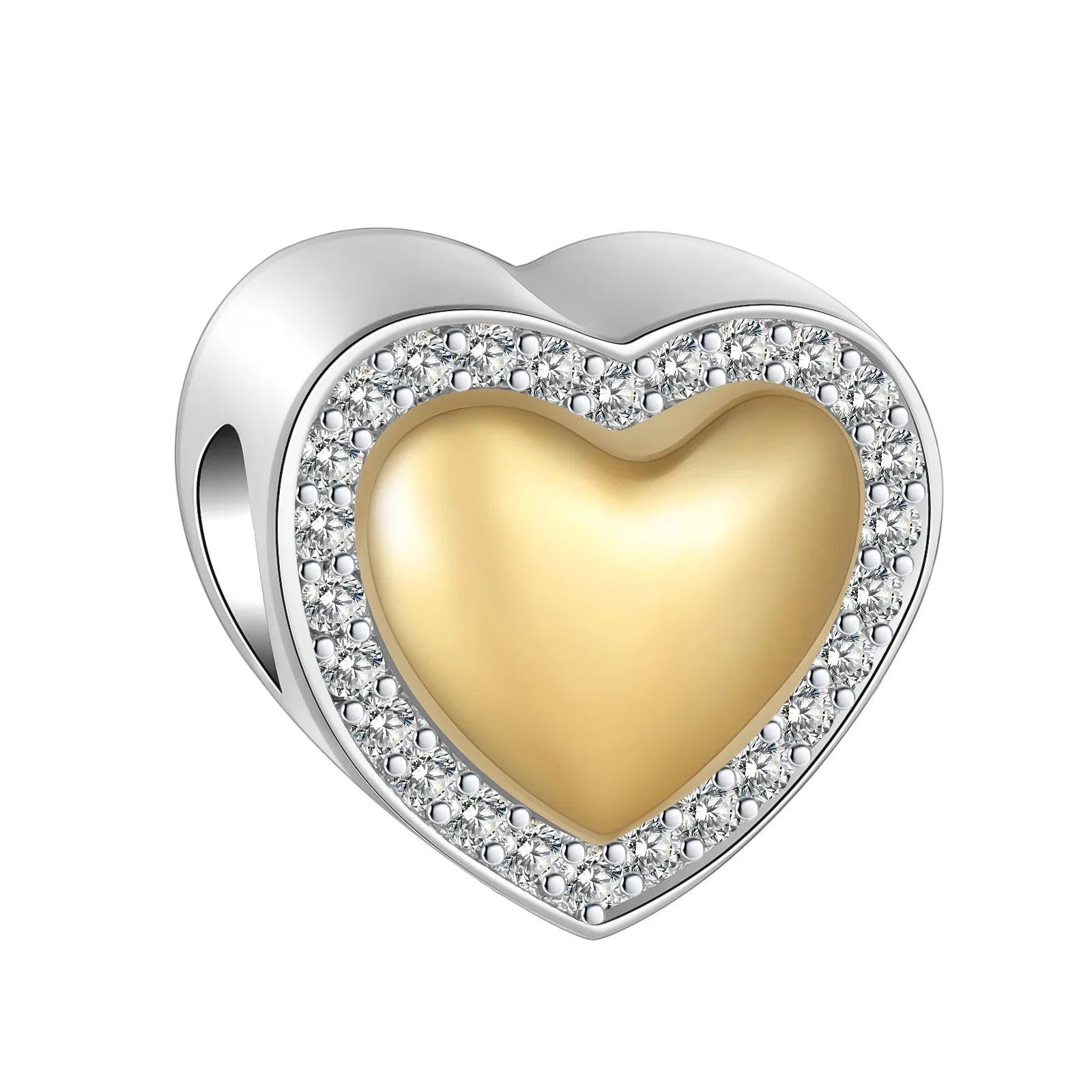 925 Sterling Silver Golden Heart Lock & Birthday Candle Charm | Fit Original Pandora Bracelet DIY Jewelry