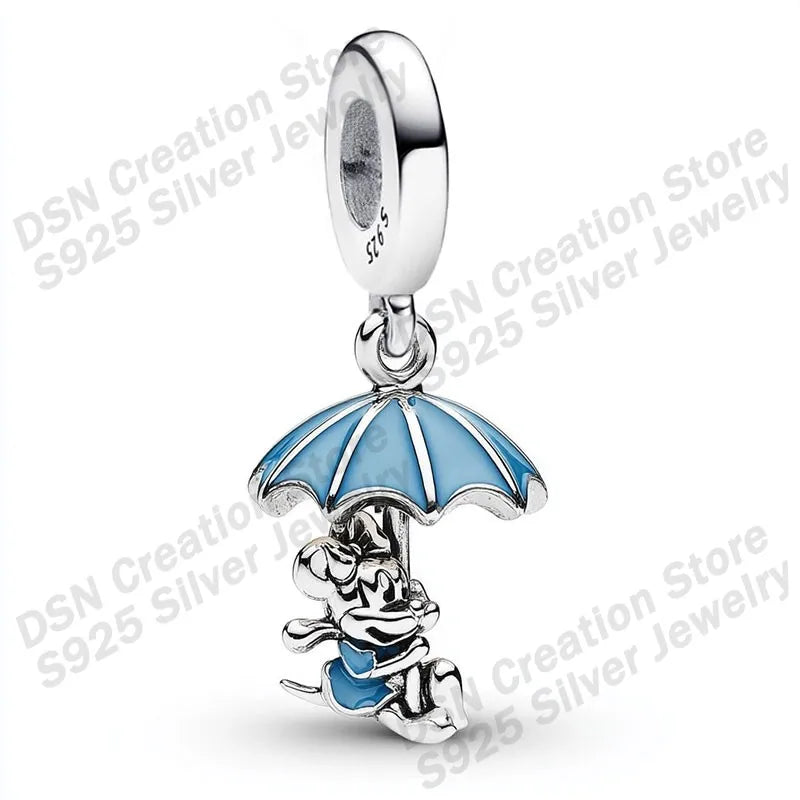 925 Sterling Silver Disney Charms | Stitch, Mickey & Cheshire Cat Beads for Original Bracelet Halloween Jewelry Gift