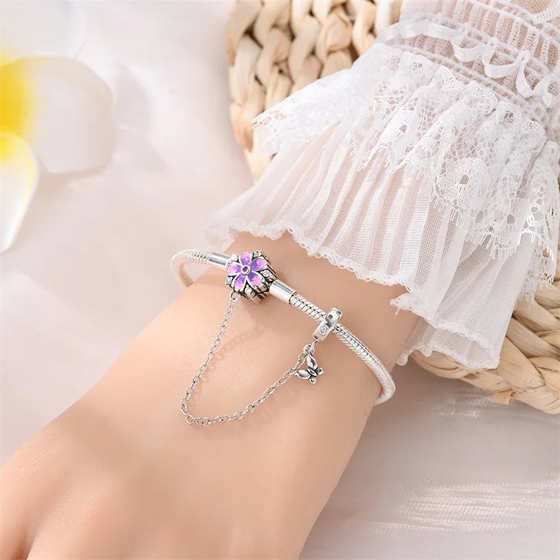 925 Sterling Silver Rainbow Leather Braided Bracelet | Eternal Love Stars & Moon Charm – DIY Women’s Beaded Jewelry Gift
