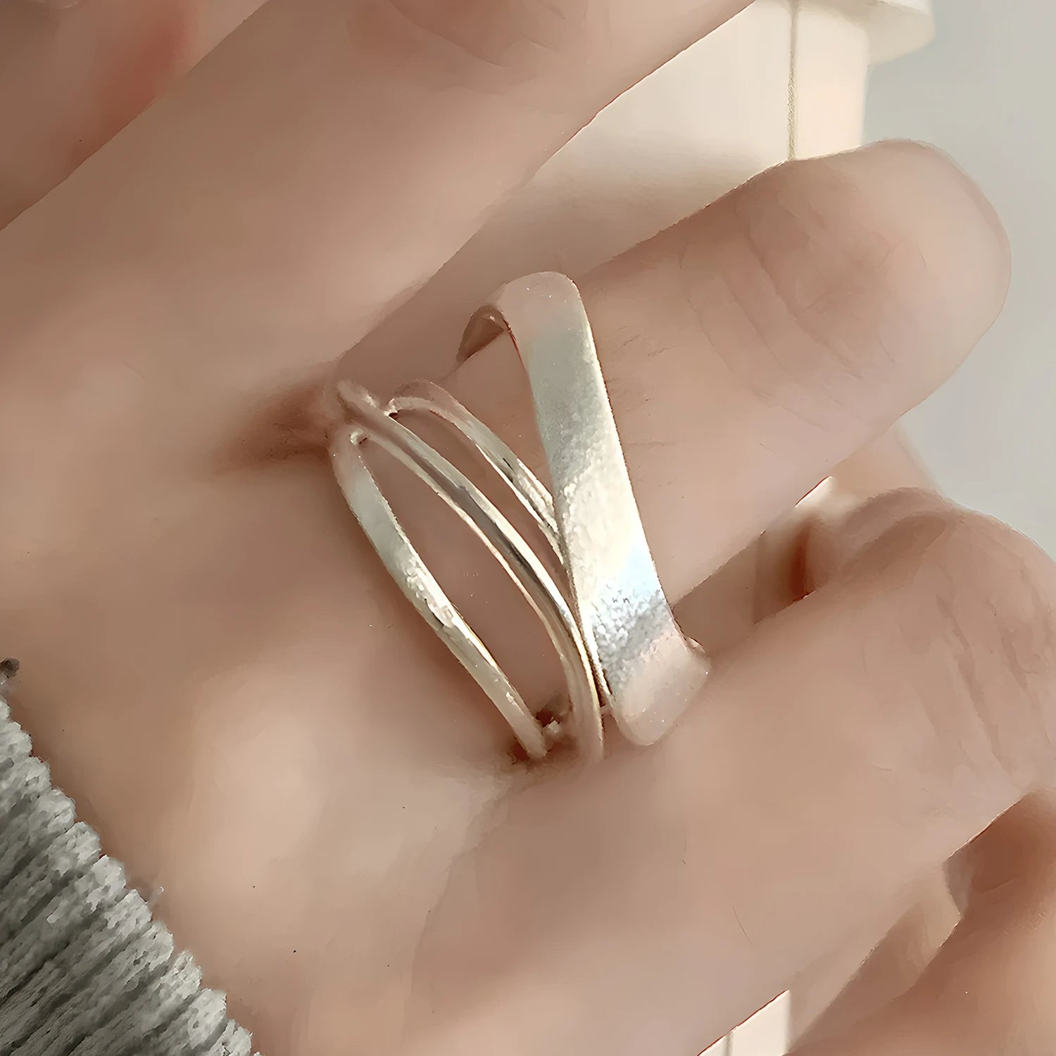 VENTFILLE 925 Sterling Silver Flower Lace Ring – Adjustable CZ Korean Fashion Jewelry