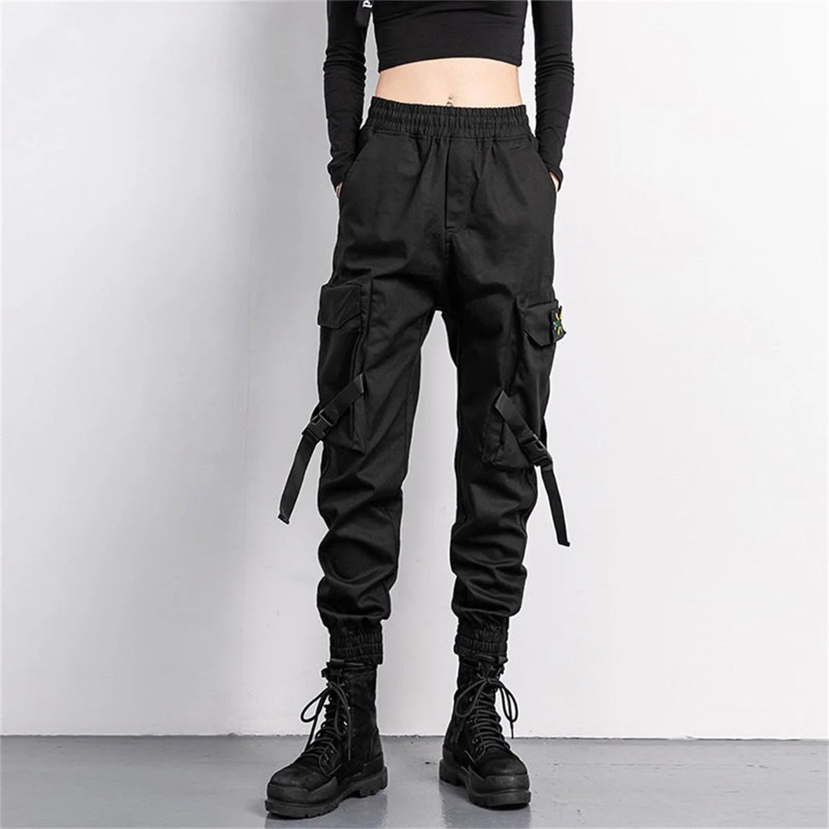 Fashion Korea Cargo Pants | Women’s High Waist Loose Baggy Tactical Sweatpants | Hip Hop Harajuku Joggers