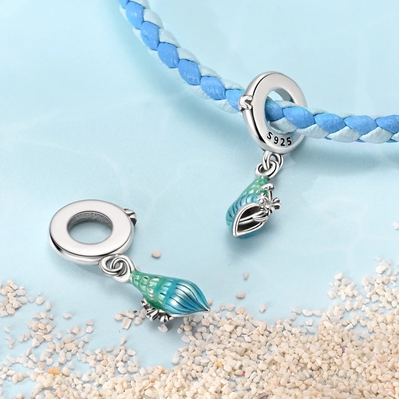 New Summer Ocean Silver Plated Sea Turtle & Starfish Shell Charm | DIY Bracelet Jewelry for Women