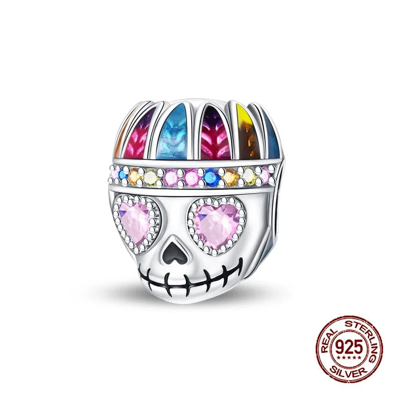 925 Sterling Silver Halloween Luminous Skull & Pumpkin Charms | Fits Original Pandora Bracelet | Party DIY Jewelry Gift