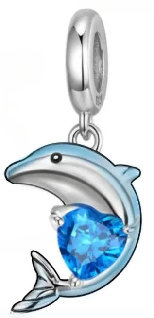 925 Sterling Silver Blue Moon Plane Space Series Glass Beads Clip Charm for Bracelet