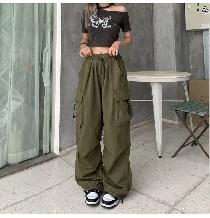 American Retro Workwear Casual Pants – Women’s Summer Straight Loose Wide Leg Trousers