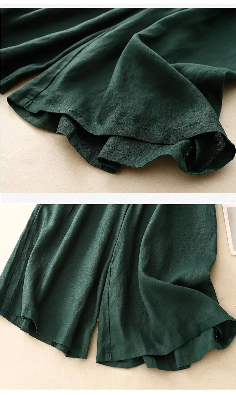 Casual Cotton Linen Pants for Women | Vintage Wide Leg Joggers | Summer Fashion Capri Sweatpants