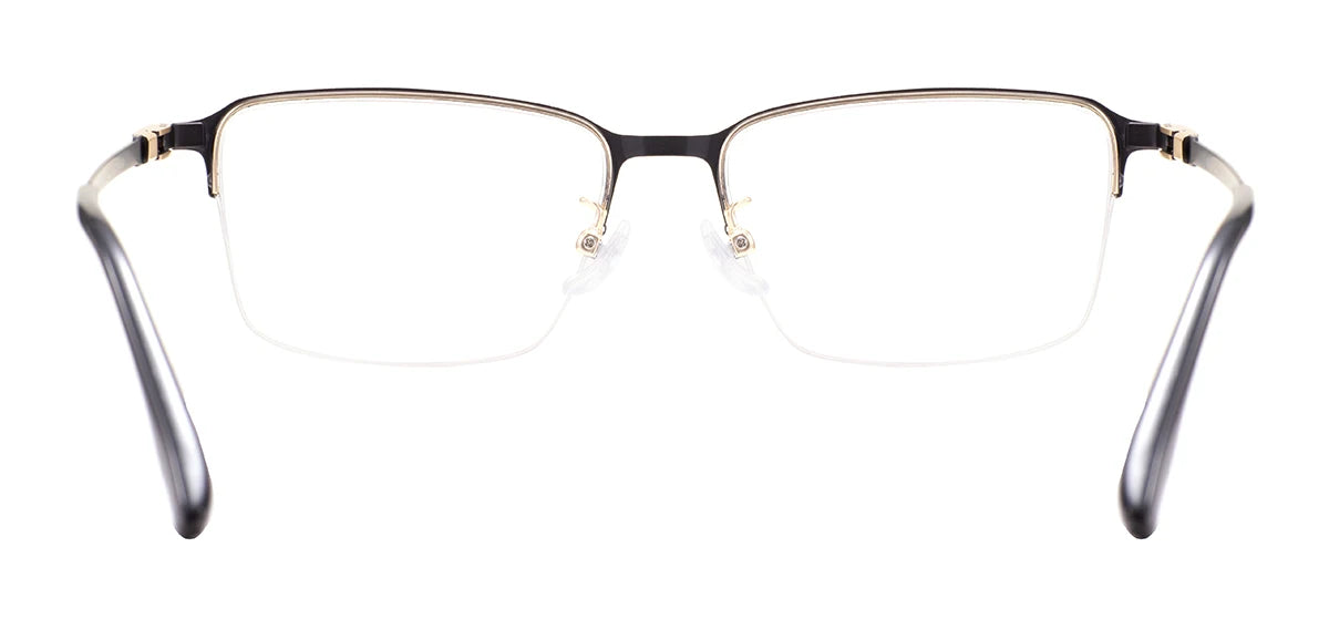 Metal Half Rim Rectangular Browline Glasses Frame for Men – Business & Prescription Eyewear