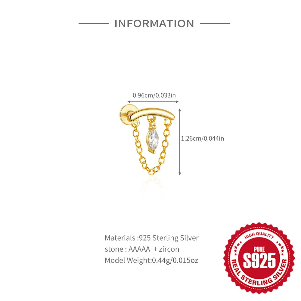 CANNER 925 Sterling Silver Horse Eye Tassel Zircon Drop Earrings – Minimalist Geometric Jewelry for Women