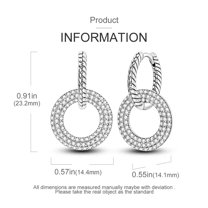 925 Sterling Silver Starlight Crystal Hoop Earrings – Circular Snake Bone Design Women’s Fashion Jewelry Gift