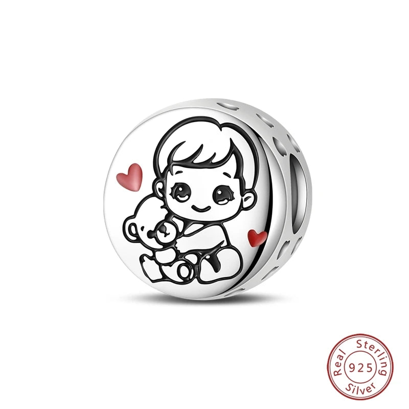 925 Sterling Silver Animal & Love Charms | Cat, Elephant, Bear, Swan & Easter Egg Beads Fit Original 3mm Bracelets DIY Jewelry