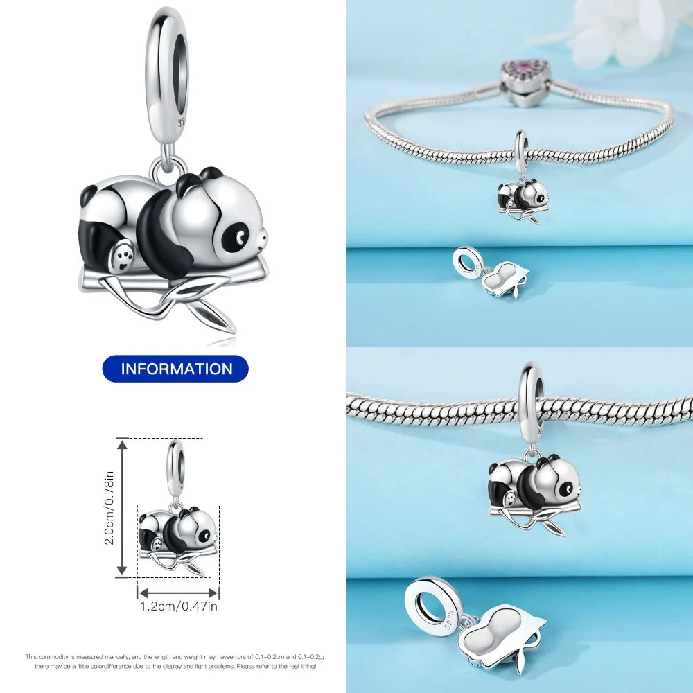 925 Sterling Silver Cute Panda & Penguin Charm Bead | Fun Animal Pendant for Women DIY Bracelet Jewelry Gift