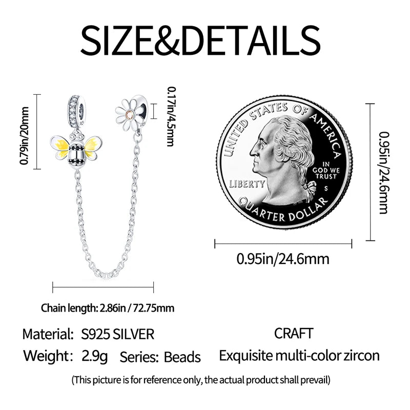 925 Sterling Silver Silicone Spacer Beads & Safety Chain | Clasp Charms Fit Original Pandora 3mm Bracelet – Women’s Jewelry