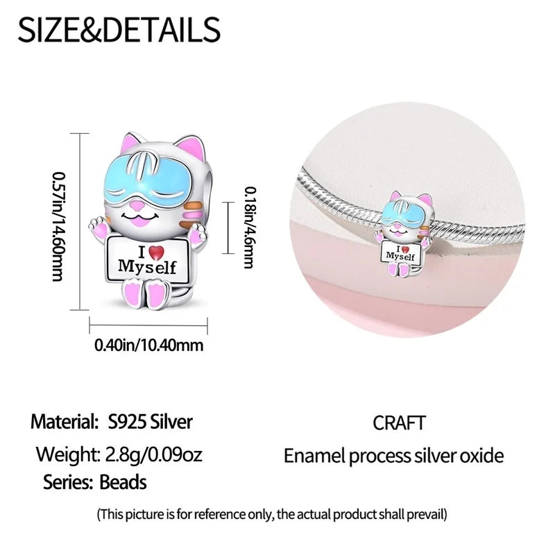 Cute Pet Kitten Puppy Sheep Charms | Fit 925 Original Pandora Bracelets | Colorful Zircon Beads DIY Jewelry Gift