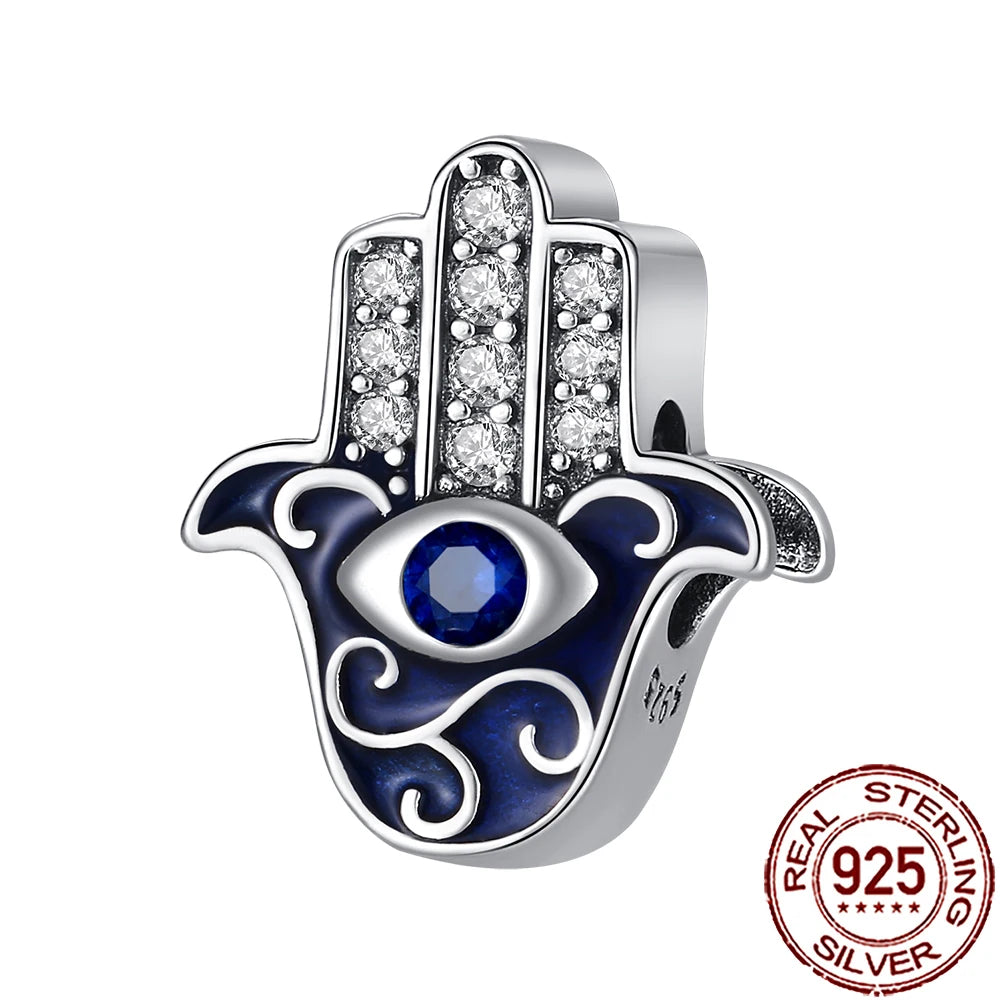 2025 New 925 Sterling Silver All-Seeing Eye Hamsa Hand Charm | Fits Pandora Bracelet & Women’s DIY Jewelry