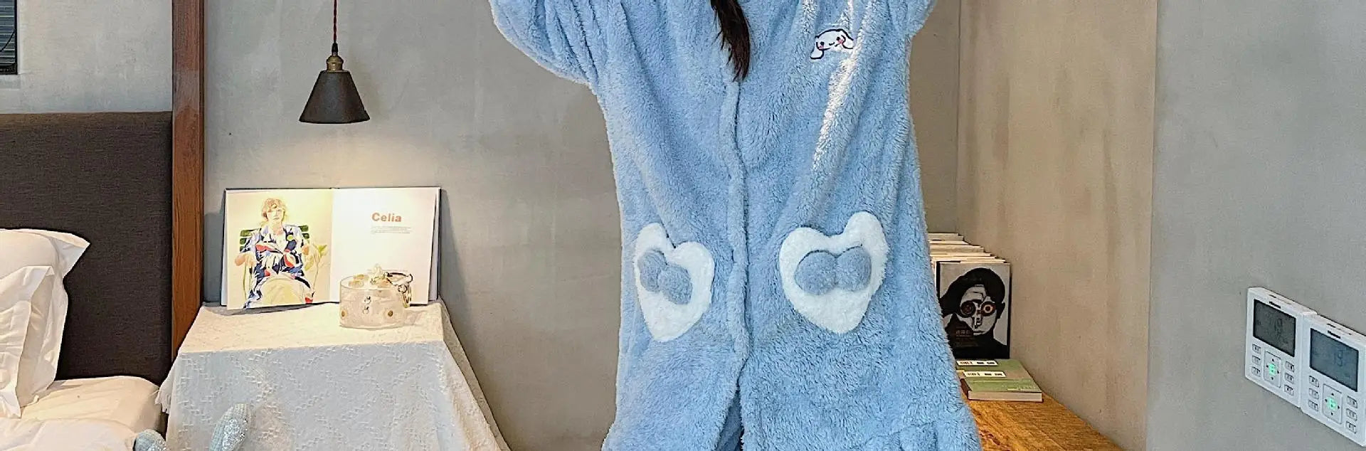 Kawaii Sanrio Hello Kitty Velvet Pajamas Set | Cute Cartoon Nightgown & Bathrobe | Girls & Couples Soft Home Wear