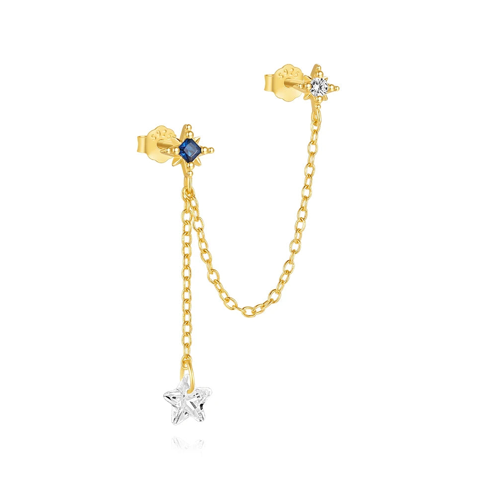 CANNER 925 Sterling Silver Horse Eye Tassel Zircon Drop Earrings – Minimalist Geometric Jewelry for Women