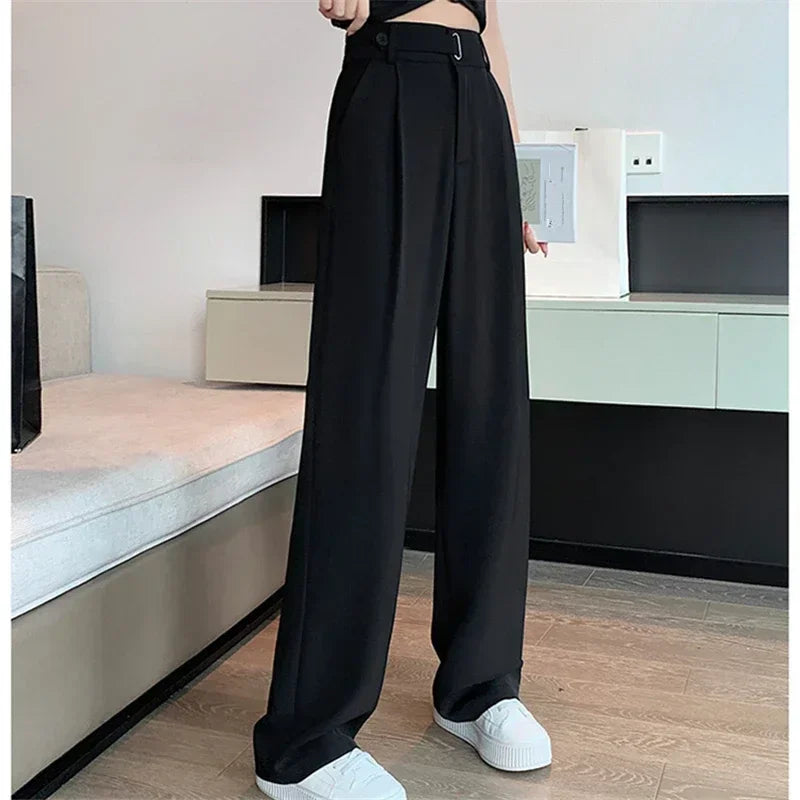 Office Ladies Casual Wide Leg Pants – Women’s Elegant High Waist Loose Trousers Spring Summer 2025