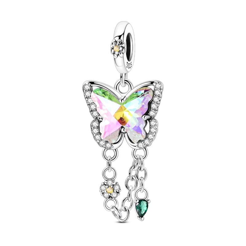 925 Sterling Silver Zircon Bowknot Heart Balloon Charms | Original Pendant Beads Fit Bracelet DIY Fine Jewelry for Women