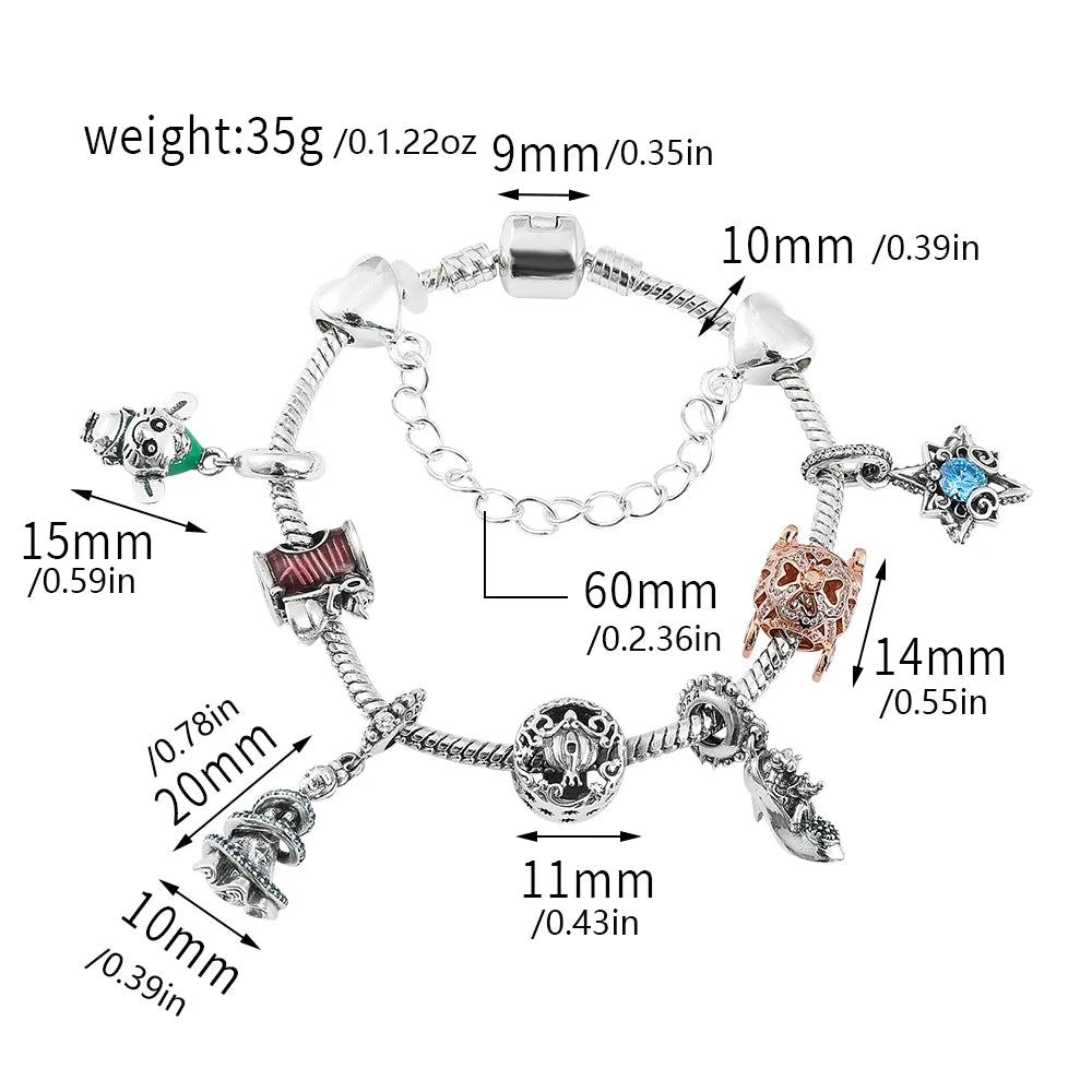 Alice in Wonderland 🐇 Beaded Pandora Bracelet | DIY Alloy Charm Jewelry