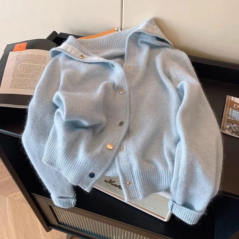 Soft Cozy Women's Knitted Open Cardigan Sweater | Single Button Turn-Down Collar | Korean Style Autumn Winter Outerwear