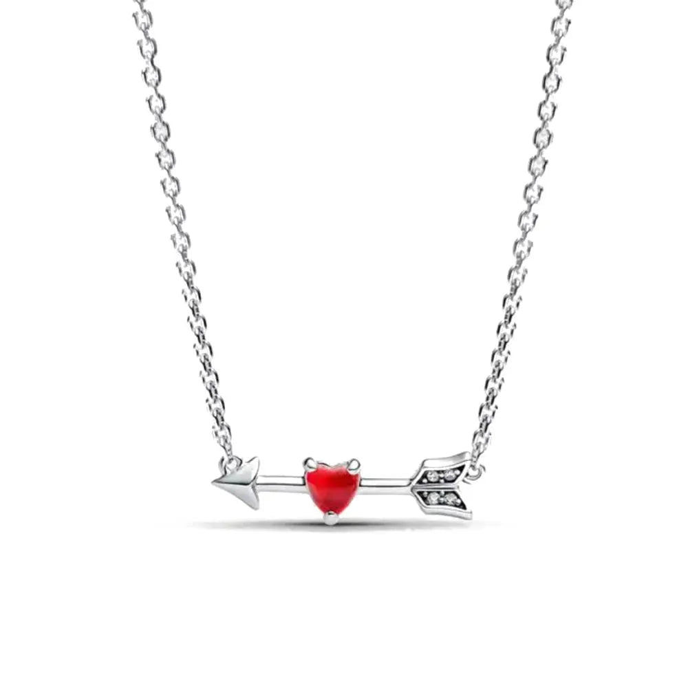 High Quality 925 Sterling Silver Heart, Bow & Square Necklace | Exquisite Women’s Holiday Charm Jewelry Gift