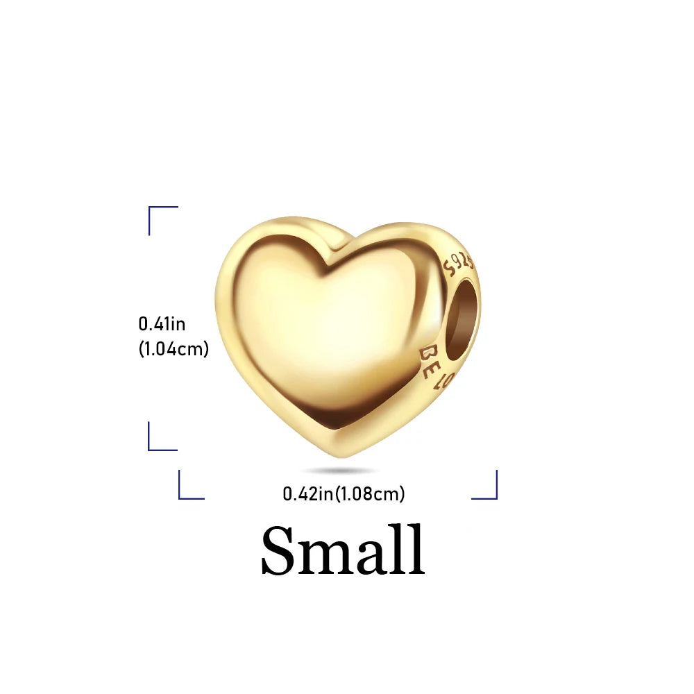 2025 New 925 Sterling Silver Colorful Shine Heart Charm Beads | Fit Snake Chain Bracelet & Necklace Women DIY Jewelry