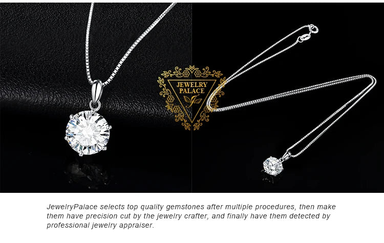 JewelryPalace Moissanite 1-3CT Round Pendant – 925 Sterling Silver Necklace for Women