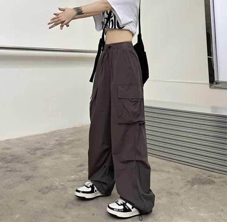 American Retro Workwear Casual Pants – Women’s Summer Straight Loose Wide Leg Trousers